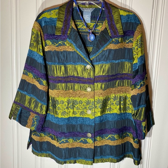 Koret Dress 3/4 Sleeve Shacket Multi Color Embroidery and Brocade Purple… - Picture 10 of 11